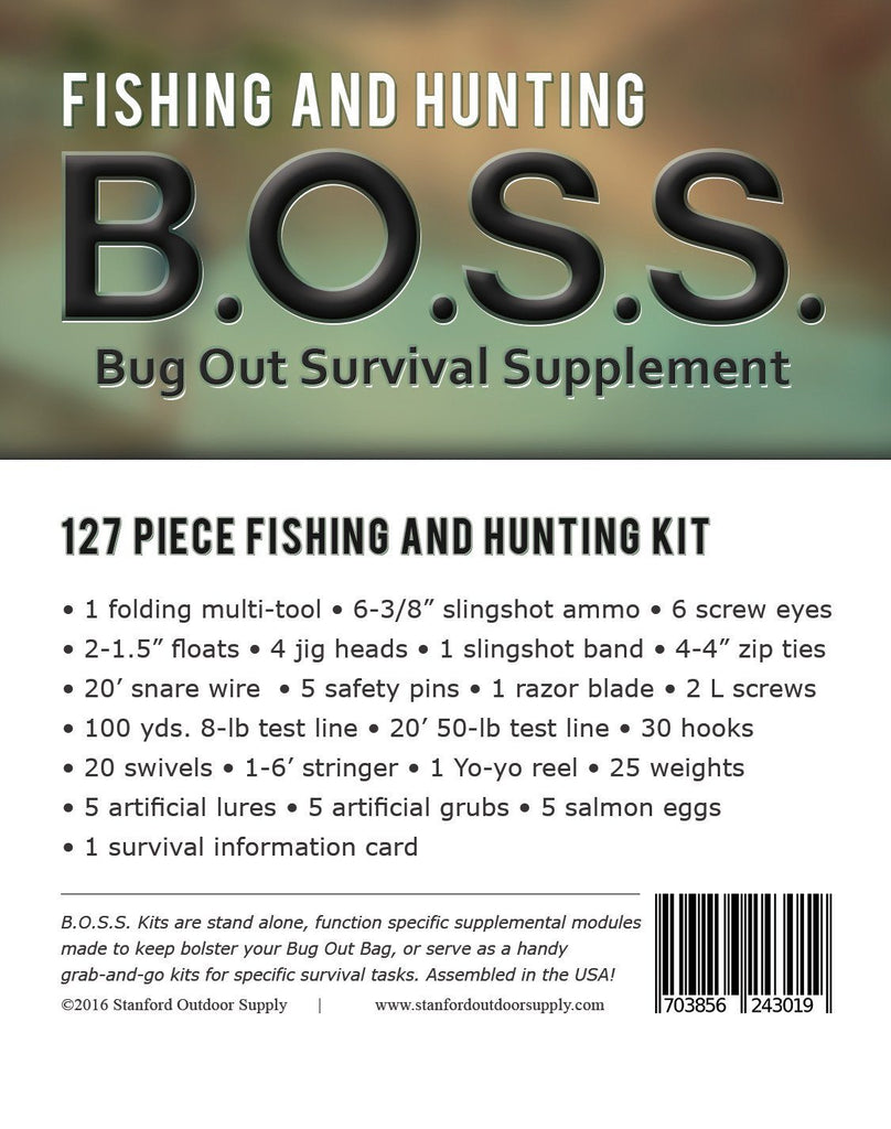 Fishing and Hunting B.O.S.S.- Bug Out Survival Supplement Fishing Kit –  Stanford Outdoor Supply