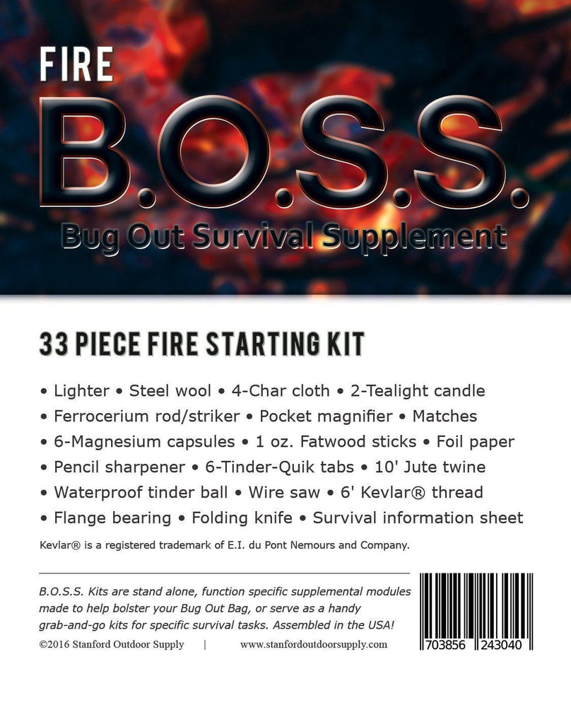 Fire B.O.S.S.- Bug Out Survival Supplement Fire Starting Kit 