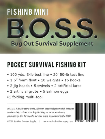 Fishing Mini B.O.S.S.- Bug Out Survival Supplement Fishing Kit – Stanford  Outdoor Supply